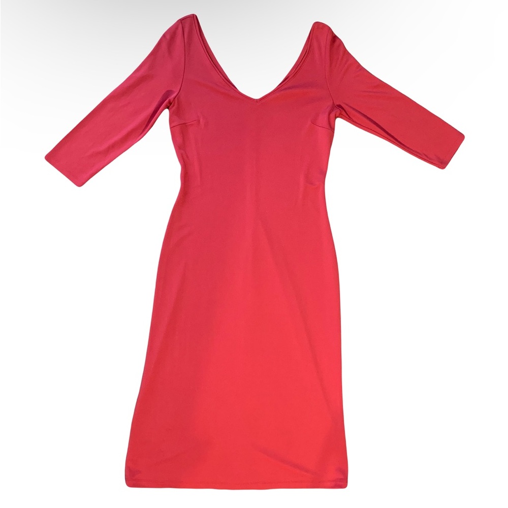 Ann Taylor Factory Hot Pink Deep V Neck Dress